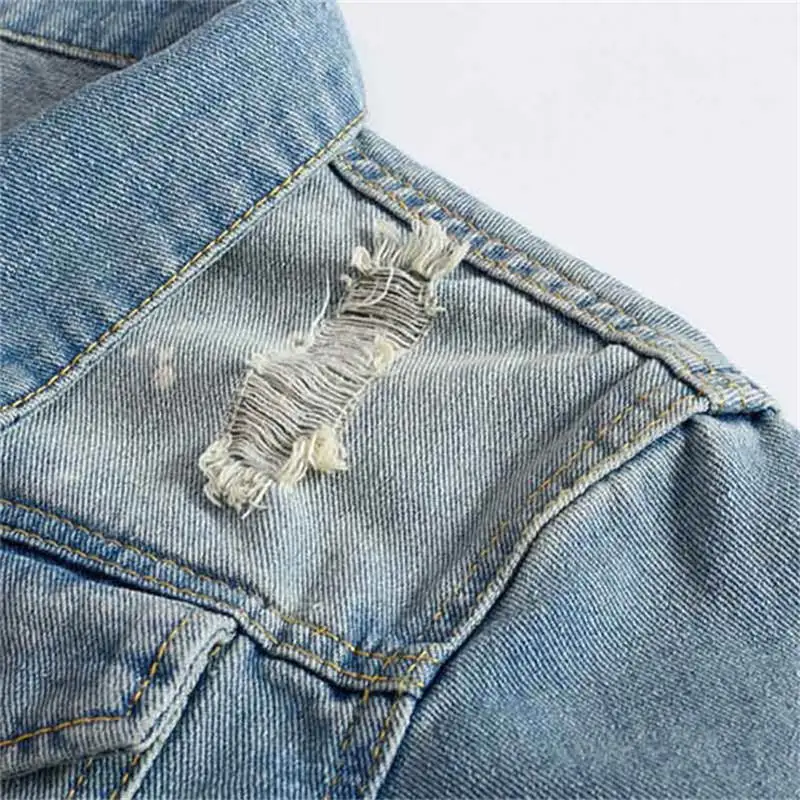 Newsosoo New Fashion Men Ripped Hole Jean Jacket Solid Color Slim Fit Casual Distressed Denim Jeans Light Blue For Male M-3XL (11)
