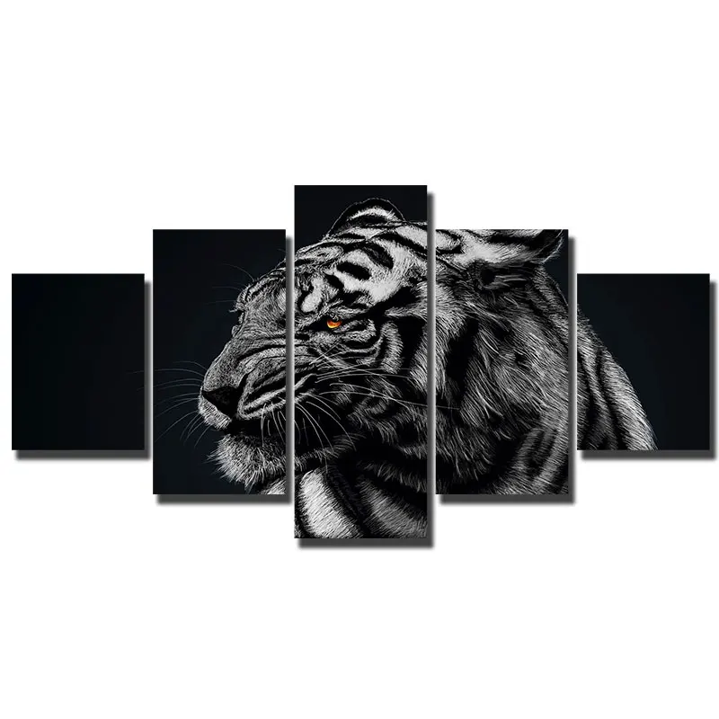 Художественная картина Artryst In the dark Danger White tiger HD холст с принтом украшение на стену