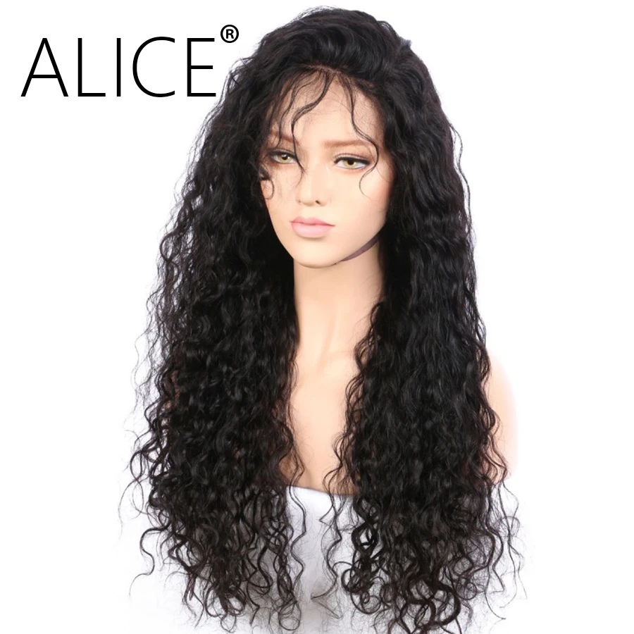 Алиса 150% бразильский Синтетические волосы на кружеве натуральные волосы парики с волосами младенца Реми предварительно сорвал вьющиеся парики отбеленные узлы Синтетические волосы на кружеве парик 13x4
