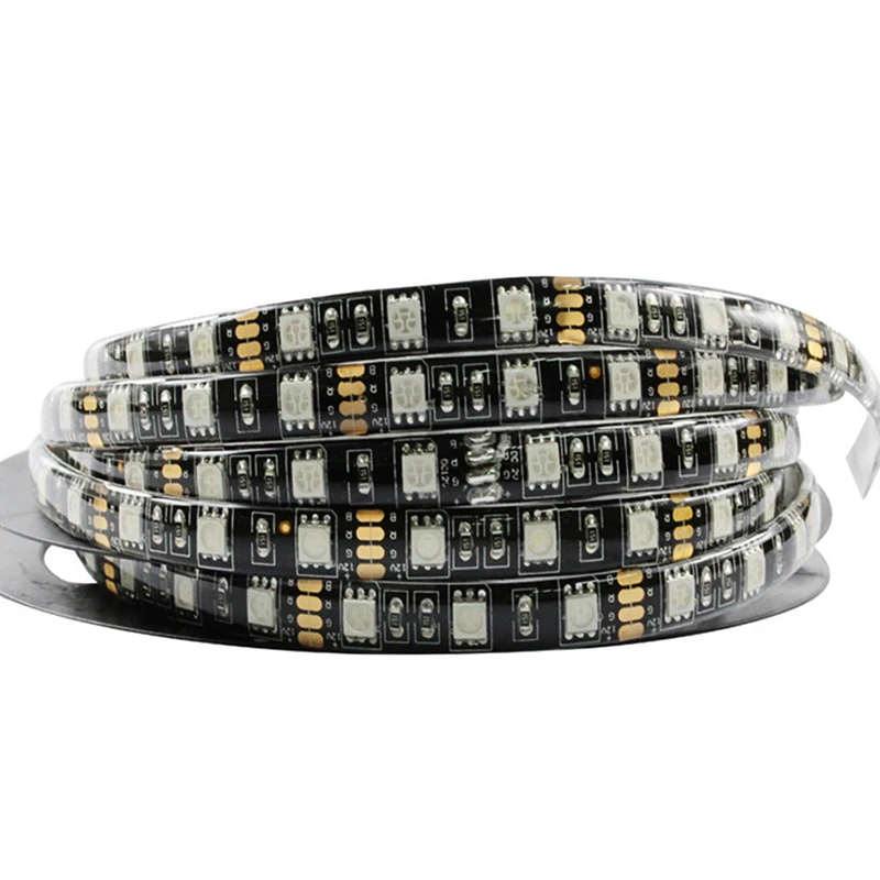5050 Черный PCB Светодиодные ленты IP65 Водонепроницаемый DC12V 60LED/m 5 м/лот гибкий