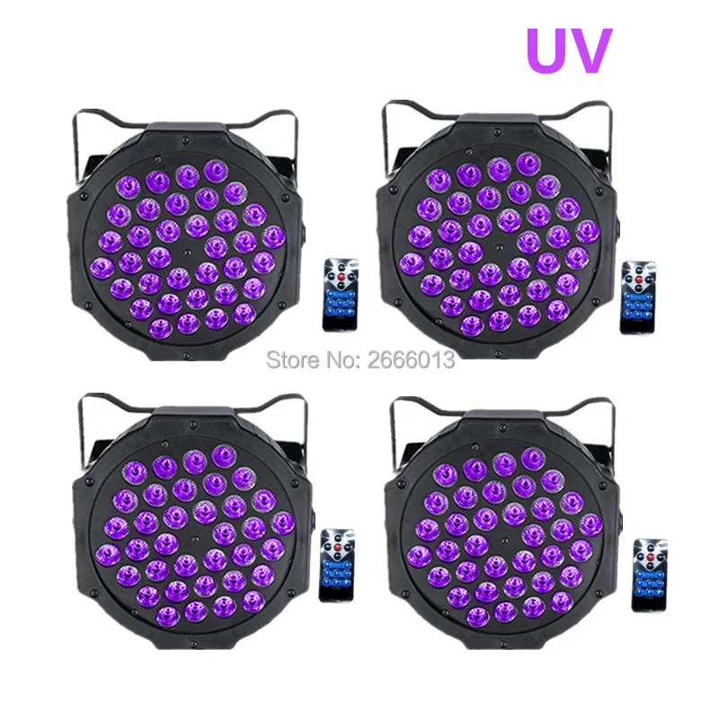 

4pcs/lot DHL Free Shipping UV LED Par Stage Lights With Reomte Control Ultraviolet LED Flat Par 36pcs LEDS Purple Disco DJ Light