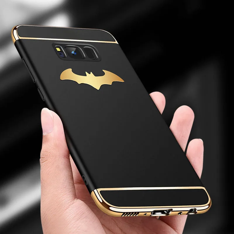 

3 in 1 Plating PC Phone Cases For Samsung Galaxy Note 8 S8 Plus S7 edge Cover 3D Batman Wings Case Matte Shockproof Armor
