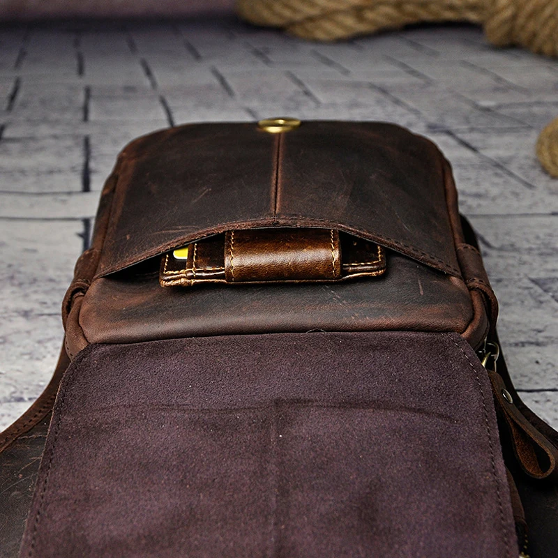 Винтажная Мужская поясная сумка из натуральной кожи, сумка на плечо из воловьей кожи, мужские сумки через плечо, дорожная сумка на пояс, чехол для телефона