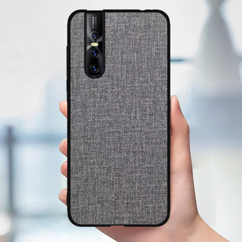 Cloth Texture Case For VIVO V15 Pro Phone Case Silicone Frame Hard PC Back Phone Cover For VIVO V15 Shockproof funda