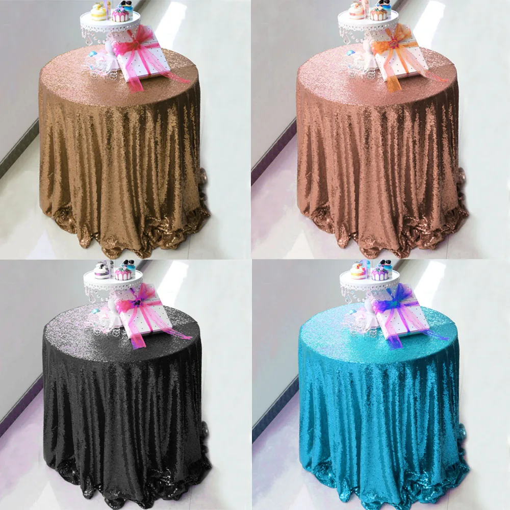 90"Gold/Champagne/Silver Round Sequin Tablecloth Sparkly Bling Table