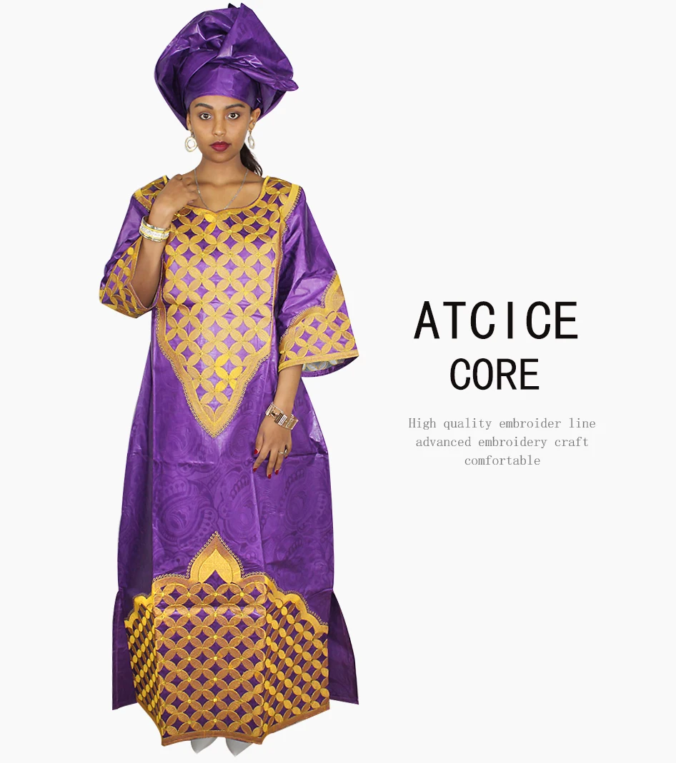 african wear African Dresses For Woman Bazin Riche Embroidery  Long Dress  A196 african dress style