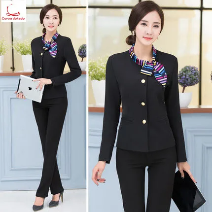 

Hotel staff uniforms autumn and winter dining reception cashier beautician manager foreman career suit long sleeves