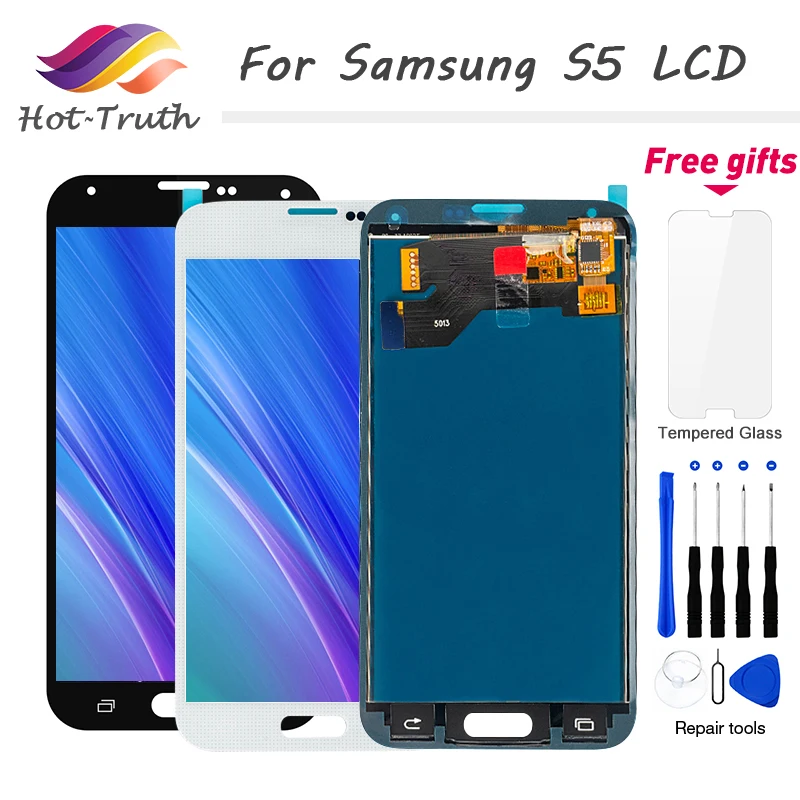 

2Pcs/Lot For Samsung S5 LCD i9600 G900 G900F Screen For Galaxy S5 Display Touch Screen Digitizer Assembly G900M G900H SM-G900F