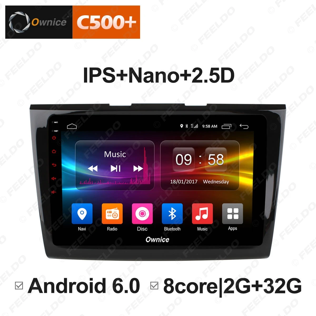 Top FEELDO 9" Android 6.0 4-Core/DDR3 1G/16G/Support 4G Dongle Car Media Player With GPS/FM/AM RDS Radio For  Taurus 2015-2017 2