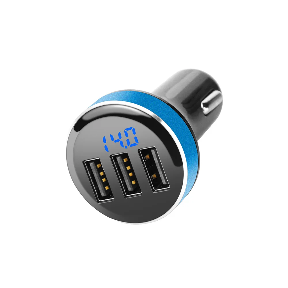 3 USB Ports Quick Charger 3.1A 5V Voltage Monitor Display Car Charger