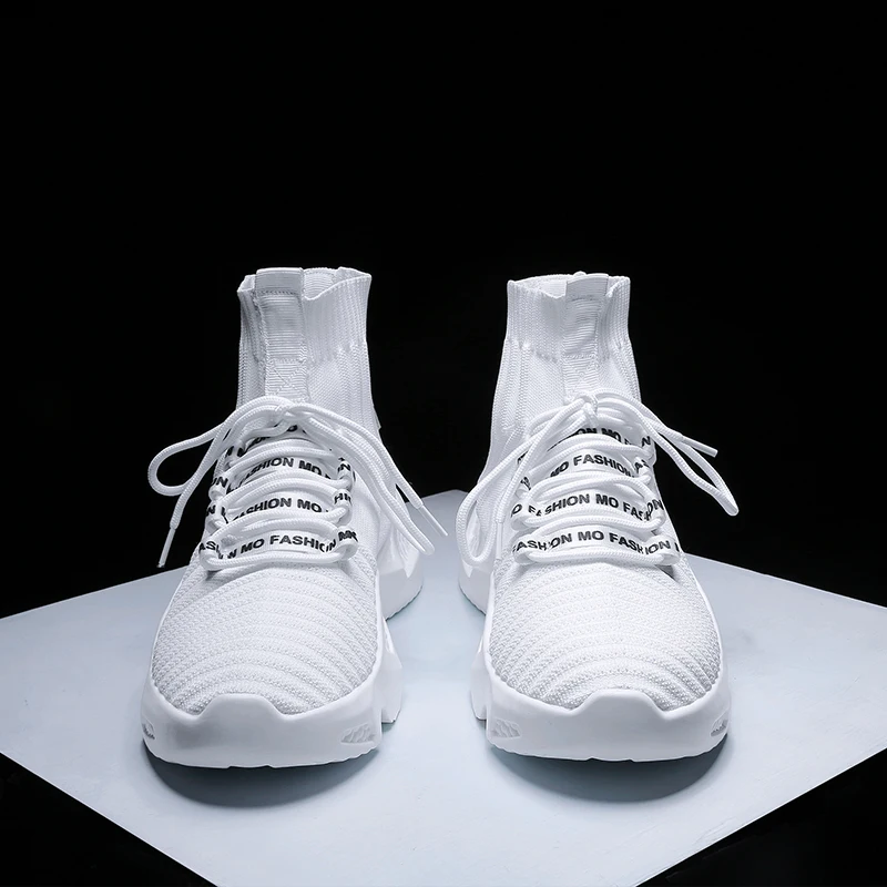 

Men's sneakers Boy shoes Lace-up casual shoes High Band Black Breathable Mesh Personality student shoes
