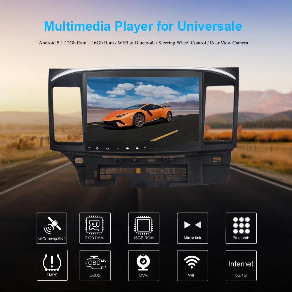 

Car Android 9.0 GPS Navi for Mitsubishi lancer /EX / EVO /10 autoradio navigation head unit multimedia 2Gb+16Gb RDS