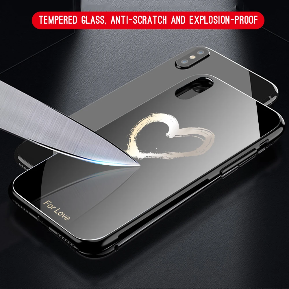 GerTong Tempered Glass Phone Cases For iphone 8 7 6 6S plus X XS Max XR Anti-knock Scenery Glass Back Cover for iphone 7 case