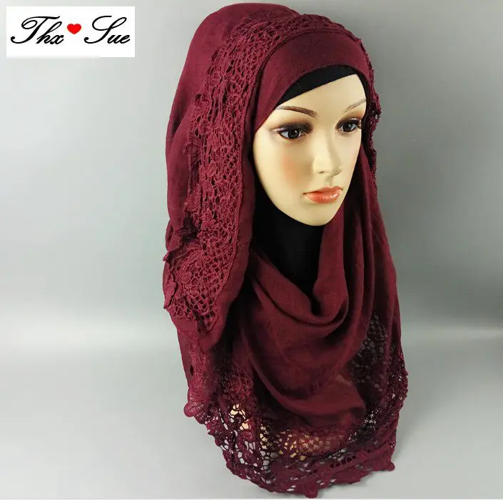 

Free shipping Lace Cotton Viscose Printing Scarf Muslim Hijab Muffler Head Wrap Quality Scarves Wholesale Retail Hot