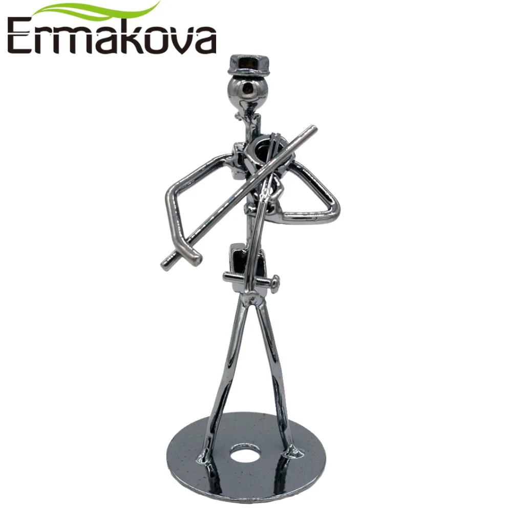 

ERMAKOVA 5.1" Metal Musician Violin Player Sculpture Musical Instrument Figurine Violin Statue Cafe Counter Home Office Decor