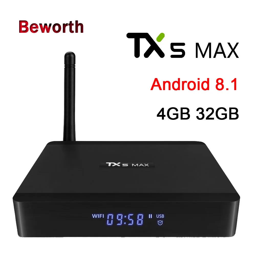 

4GB RAM 32GB ROM Smart TV BOX Android 8.1 Tanix TX5 MAX Amlogic S905X2 4K DDR4 Quad Core 1000M 2.4G&5G Dual Wifi Media Player