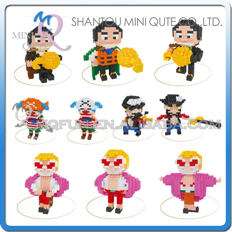 

Mini Qute Lele Brother 3 in 1 Anime one piece Sir Crocodile Buggy plastic building block cartoon figures model educational toy