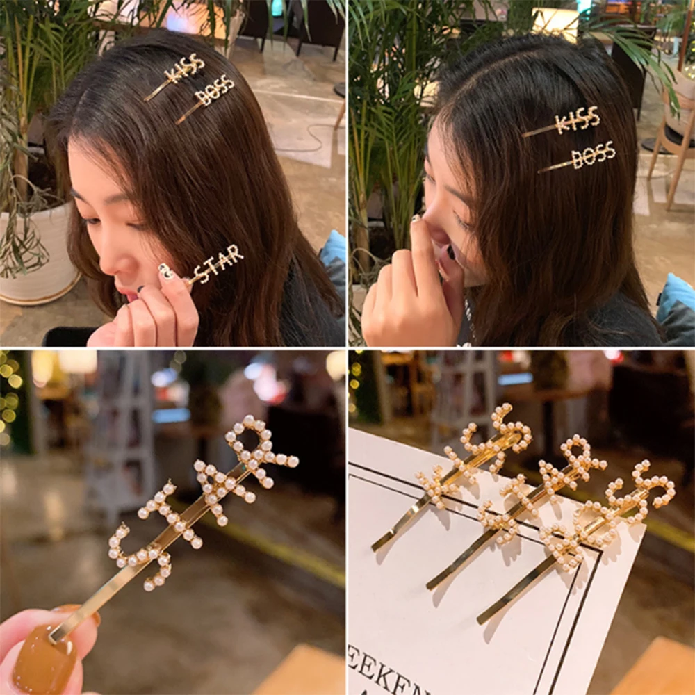 

Hairpin English Letter Barrette Rhinestone Alloy Personality Word Women Girls Hair Clips Hairclip Hair Accessories