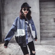 Пальто из натурального хлопка, полностью Лоскутная, с круглым вырезом, без весны, новая строчка, ковбойская куртка, свободные полосы, стежка, кисточка