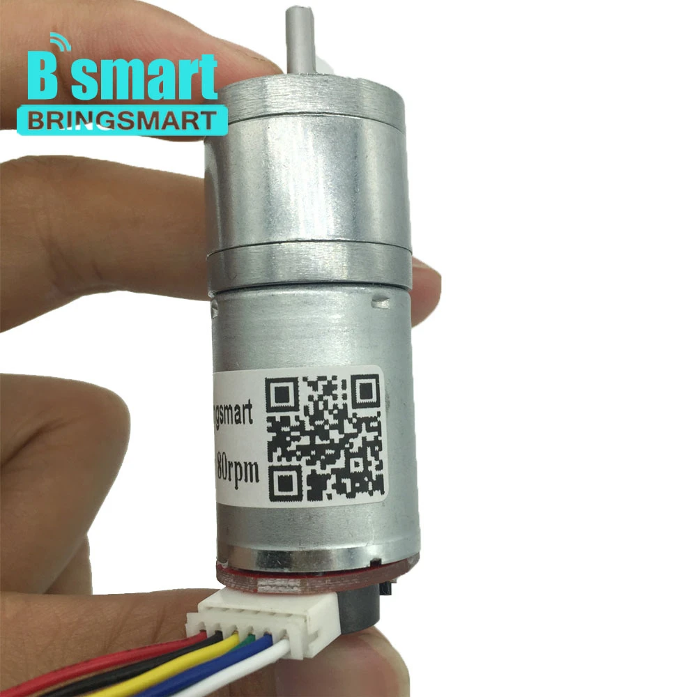 Bringsmart с источником питания от постоянного тока, 6 V-24 V JGA25-371High крутящий момент мини электродвигатель мотор-редуктор с датчиком скорости код колесный гидромотор электромобиля