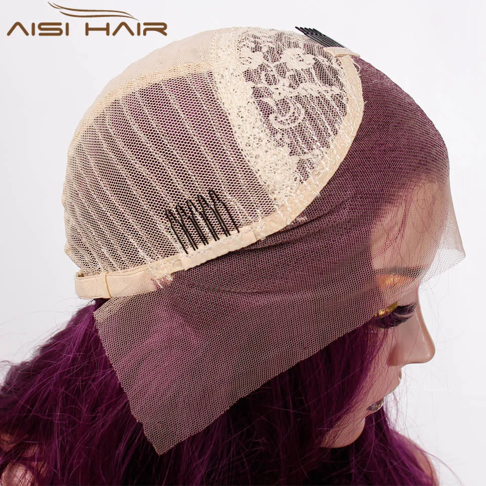Free Part Long Purple Wavy Glueless Synthetic Lace Front Wigs Lace Wig For Black /White Women can Cosplay Wave Pink Brown Wigs Free Part Long Purple Wavy Glueless Synthetic Lace Front Wigs Lace Wig For Black /White Women can Cosplay Wave Pink Brown Wigs