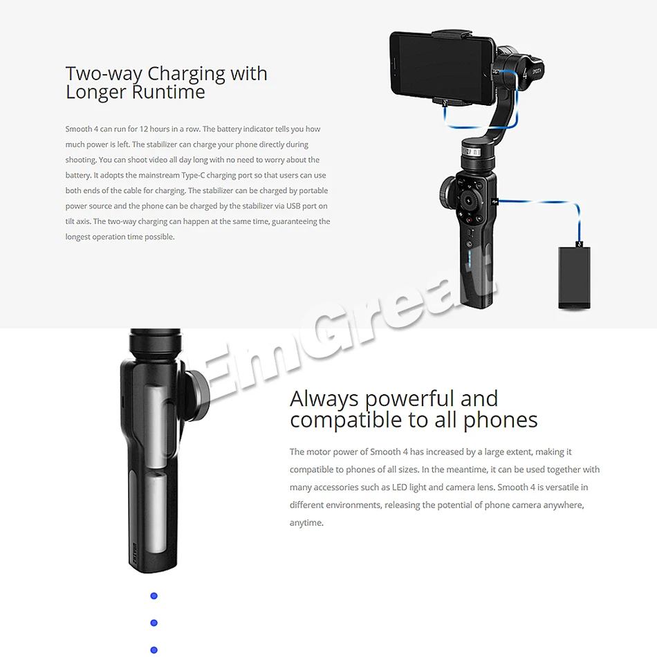 Zhiyun Smooth 4 3-осевой портативный смартфон Gimbal портативный стабилизатор w/сумка для хранения для iPhone X, 8 Plus, 8, 7, 6S SE samsung S9 S8