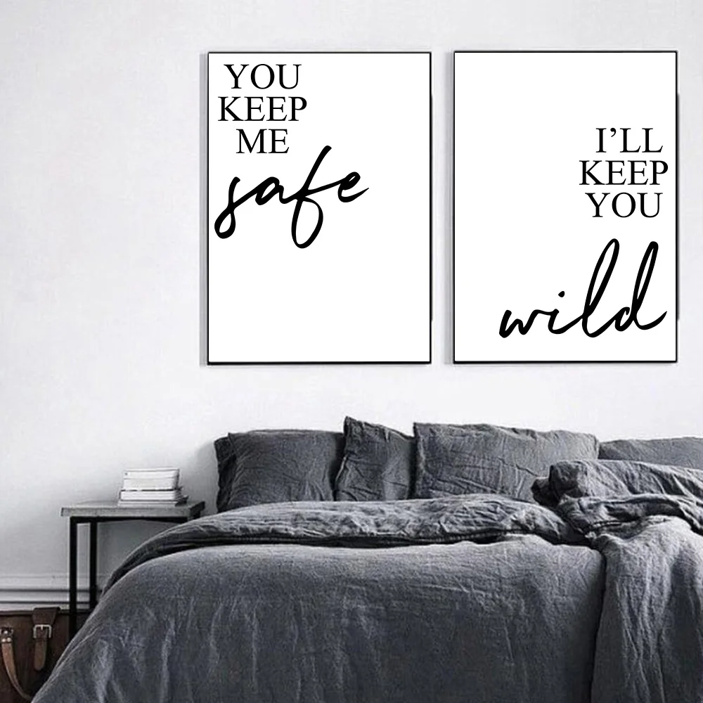 

You Keep Me Safe Quotes Posters And Prints Black And White Canvas Painting Wall Posters Wall Picture For Living Room Unframed