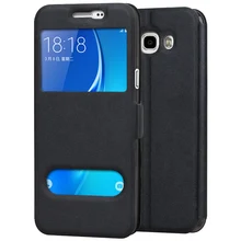 Новый Флип окно чехол Для Samsung Galaxy J7 задняя крышка J7108 J7109 внутренний Силиконовый Чехол для samsung J7 2016 телефон случае