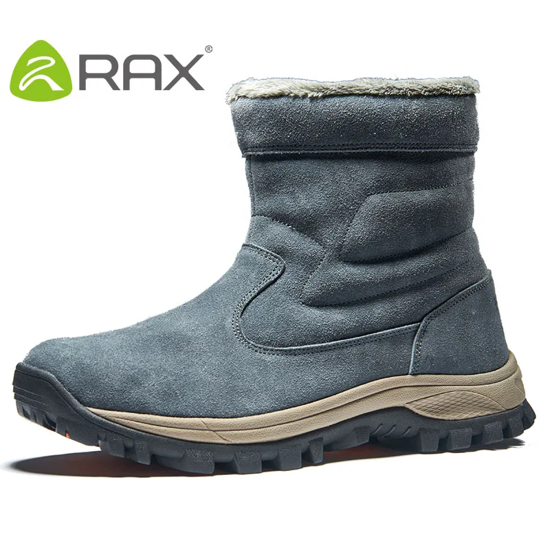 

RAX Men's Waterproof Winter Hiking Boots Leather Snow Boots With Fur Warm Cushioning Outdoor Antislip Hiking Shoes For Men 443