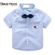 BEKE MATA/рубашка для маленьких мальчиков г. Летние Повседневные детские рубашки для мальчиков с короткими рукавами и бантом, хлопковая одежда для малышей, Детская От 2 до 11 лет