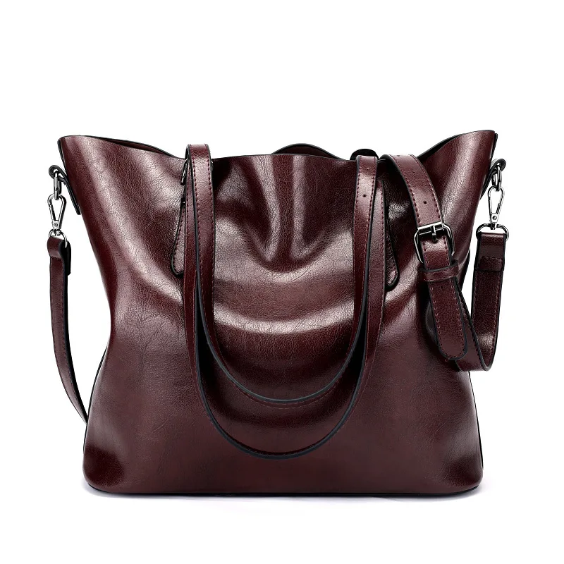 Женские сумки для женщин, большие сумки, известный бренд, масло, воск, кожа, Ретро стиль, Ретро стиль, сумки через плечо, тоут, на выход, сумки через плечо - Цвет: Dark Red Bag