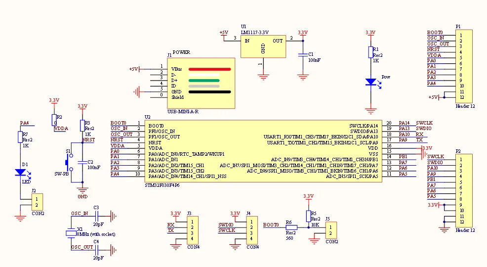 48 MHz STM32F030F4P6 Small Systems Development Board CORTEX-M0 Core 32bit Mini System Development Panels1