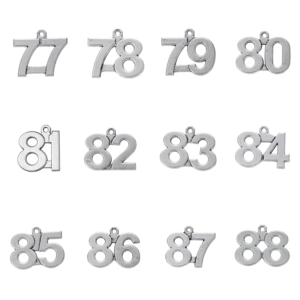 Skyrim 20pcs 77-88 Antique Silver Plated Number DIY Jewelry Making for Bracelet/Necklace 77 78 79 80 81 82 83 84 85 86 87 88