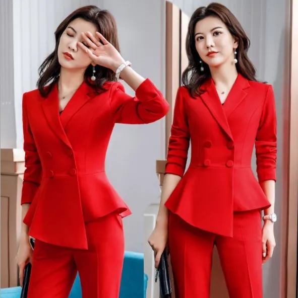 Woman Double Breasted Blazer and Pants Set for Office Women Slim Pants Suits Formal Work Suits for Women Wedding Party Pantsuit