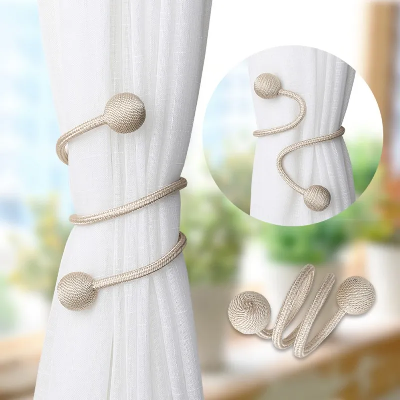 

2pcs Round Head Curtain Twist Button Hole Pink Gold Yellow Curtain Decorative Accessories Simple Curtain Buckle Free To Install