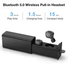 Bluetooth 5,0 TWS Беспроводная истинная стереогарнитура мини Pull-in-Ear для спортивного бизнеса с микрофоном зарядным Баном power Bank