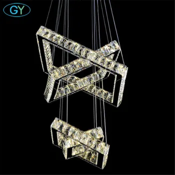 

Modern Square 138W Crystal LED Ceiling Surface Mount pendant Lights Chandelier L20+L40+L60+L80cm contemporary pendant lighting