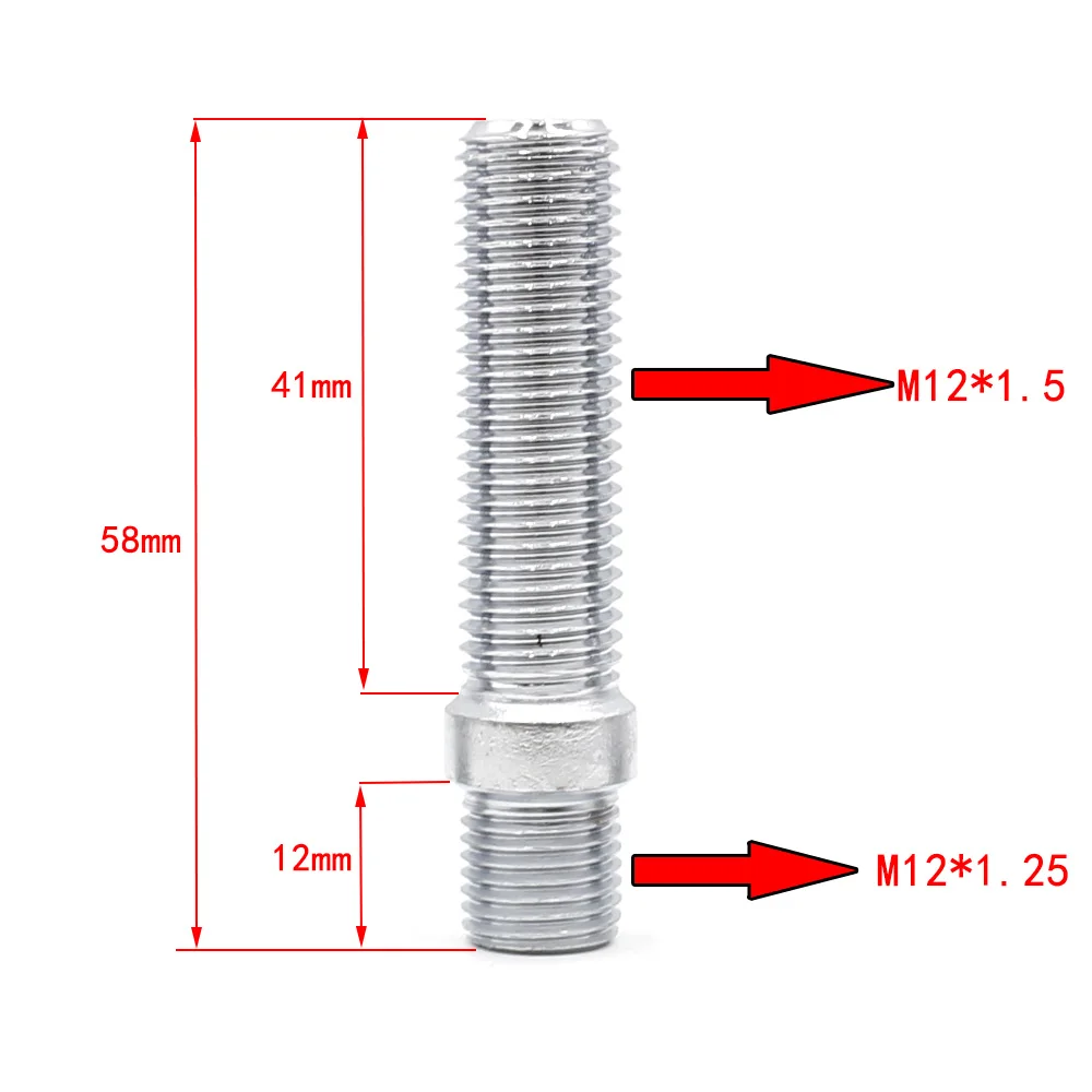 Cnspeed 20 шт M12* 1,25 до M12* 1,5 шпилька крепления колеса преобразования высокие болты для стержней 58 мм Yc101153