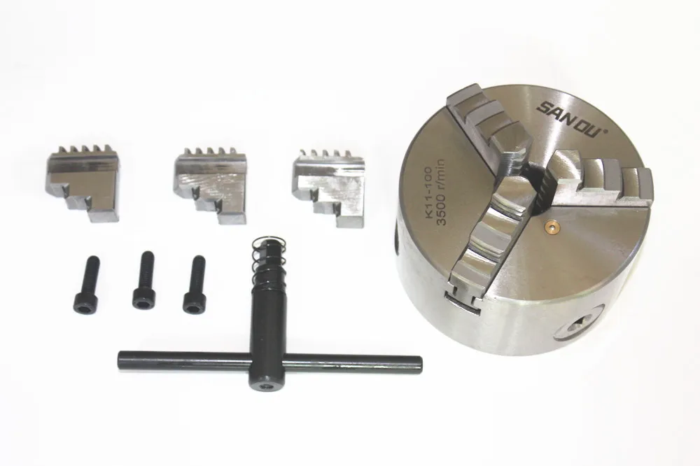 Baratos SAN ú K11 100 Portabrocas de torno de 3 mordazas Manual de auto centrado K11 100 de Metal con mordazas máquina de torneado accesorios de herramientas