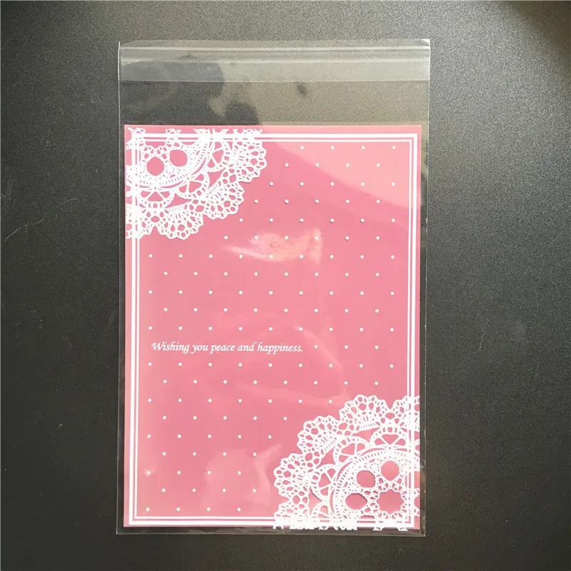 100 шт./лот 3 размера розовые кружева пластиковые самоклеющиеся печенья упаковочный мешочек для свадьбы конфеты подарок украшение мешок