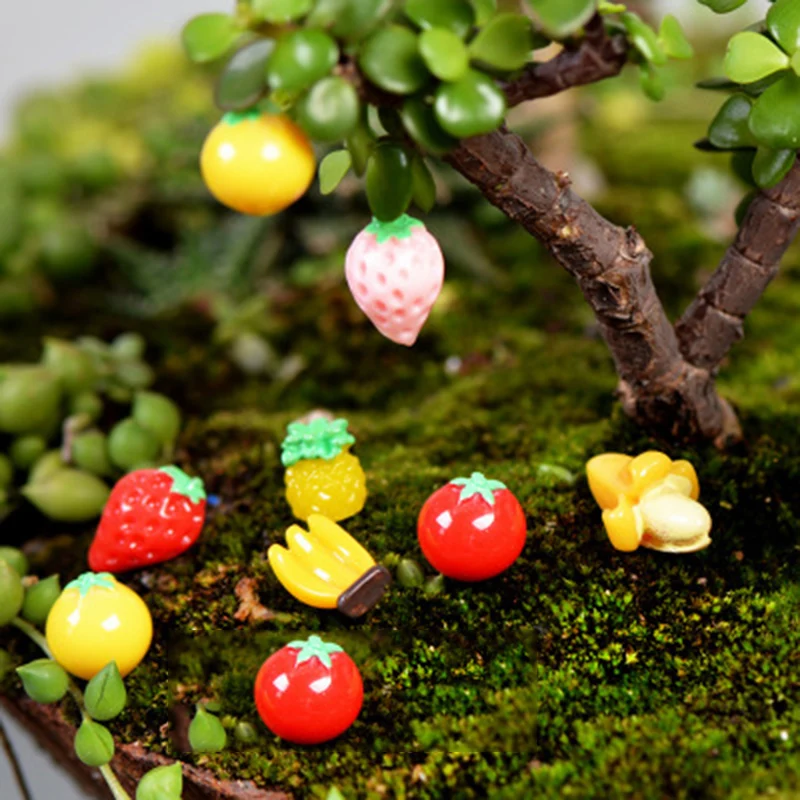

ZOCDOU 5 Pieces Fruits Vegetables Banana Strawberry Tomato Apple Orchard Model Small Statue Figurine Crafts Ornament Miniatures