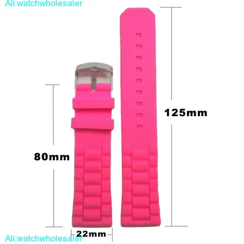 22mm New Hot Pink Silicone Jelly Rubber Ladies Watch Band Straps WB1052B22JB
