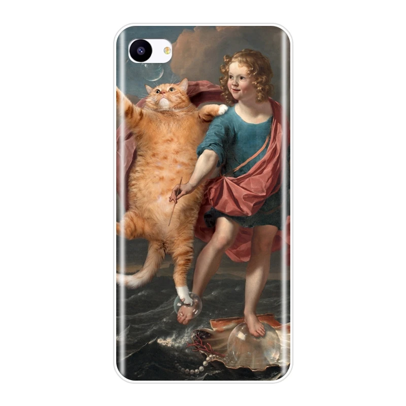 Back Cover For Meizu 16th 16x 15 Lite 16 Plus Art Cat Mona Lisa Funny Silicone Soft Phone Case For Meizu U10 U20 Pro 6 7 Plus