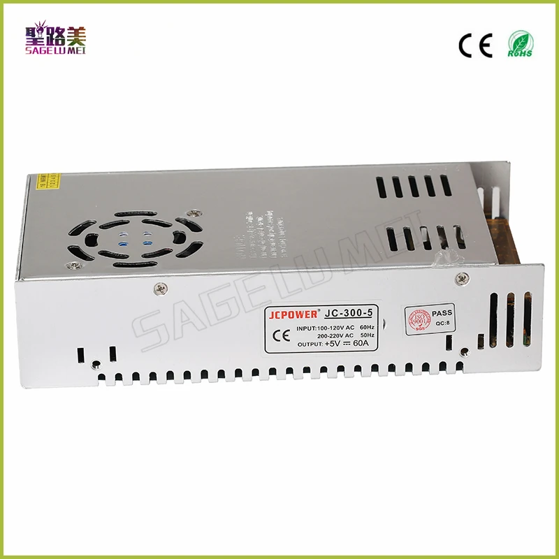 

Free shipping 5V 60A 300W Switching Power Supply Driver for 5V WS2812B WS2801 LED Strip Light Input AC 110-240V to output DC 5V