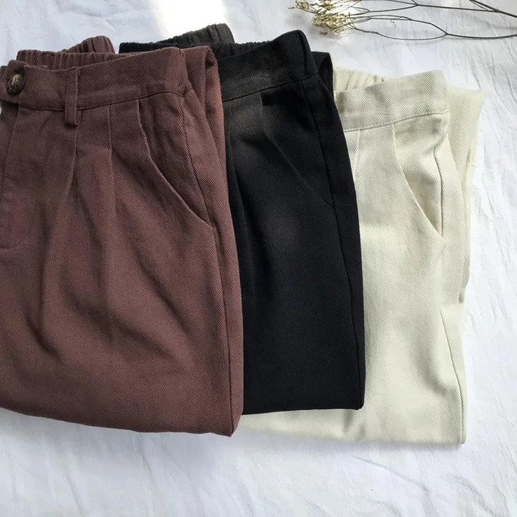 Hnadsome минимализм Pantalon Femme Мода Досуг прямые брюки плоские Харадзюку шаровары Mujer манжеты Spodnie Damskie