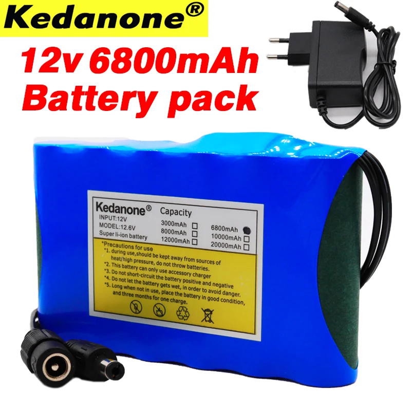 Портативный Супер 12v аккумулятор 6800mAh 18650 перезаряжаемый комплект литий ионный