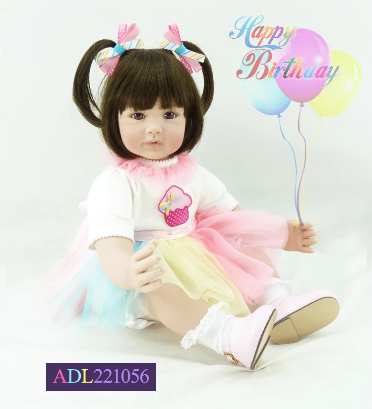 

24inch Silicone Vinyl Reborn Baby Doll Cloth body Toys Lifelike Pink Princess Toddler Babies Girl Doll Child Play House Toy