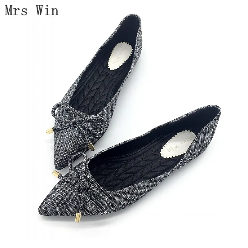 

NEWEST Fashion Pointed Toe Bowtie Women's Ballet Flats Woman Soft Single Shoes Ladies shoes Footwear Zapatos Mujer Plus Size