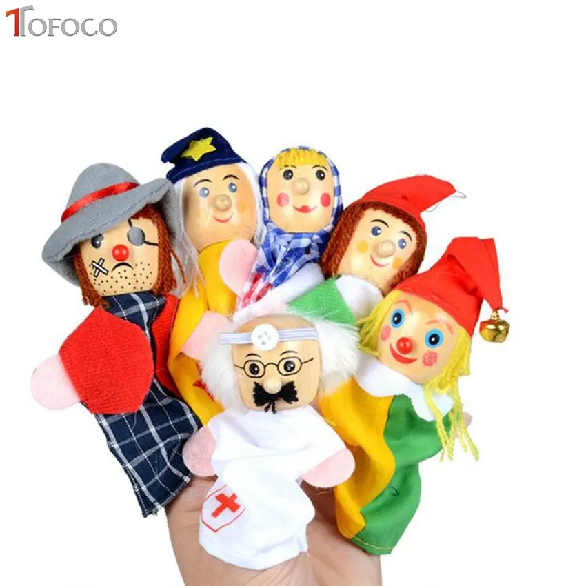 TOFOCO 6 шт./компл. куклы семья пальчиков кукла для рассказывания историй игрушки для детей детские развивающие игрушки попа пиратский доктор фермер