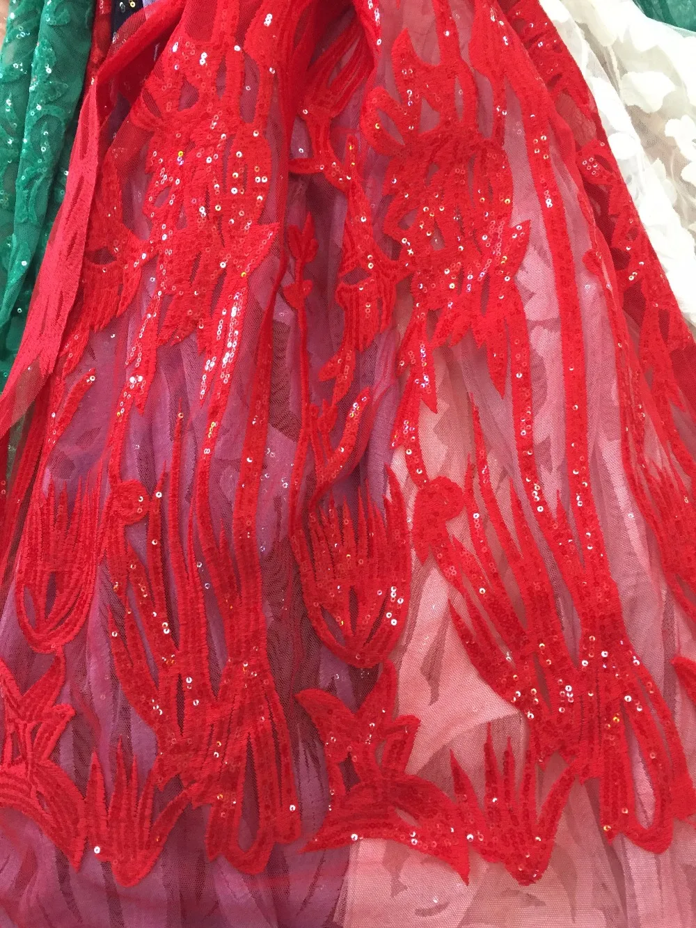 Latest Sequin Fabric Fashion glitter paillette fabric French Voile